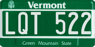 VT license plate LQT522