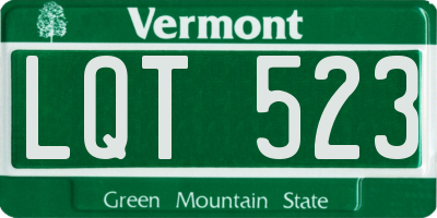 VT license plate LQT523
