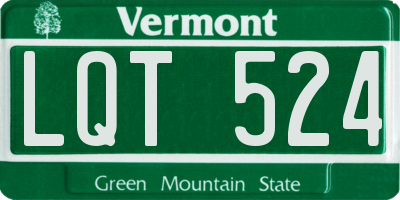 VT license plate LQT524