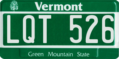 VT license plate LQT526