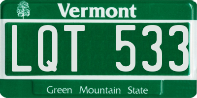 VT license plate LQT533
