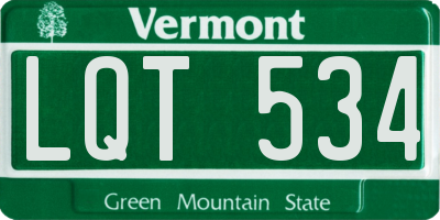 VT license plate LQT534
