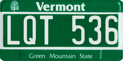 VT license plate LQT536