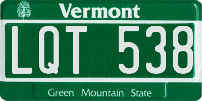 VT license plate LQT538