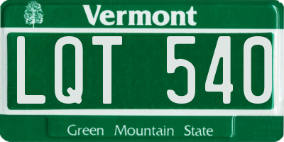VT license plate LQT540