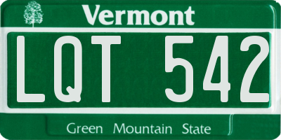 VT license plate LQT542