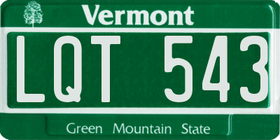 VT license plate LQT543