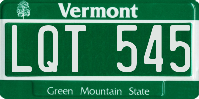 VT license plate LQT545