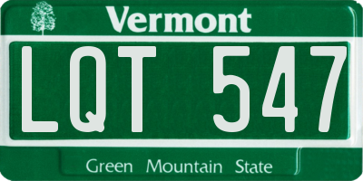 VT license plate LQT547