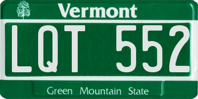 VT license plate LQT552