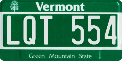 VT license plate LQT554