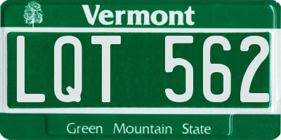 VT license plate LQT562