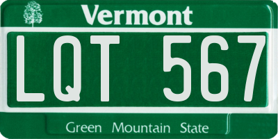 VT license plate LQT567