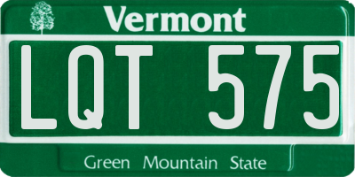 VT license plate LQT575