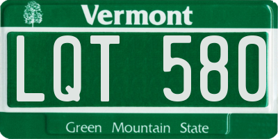 VT license plate LQT580