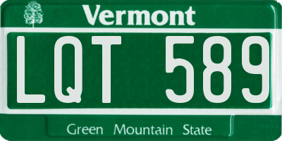 VT license plate LQT589