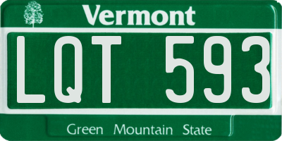 VT license plate LQT593