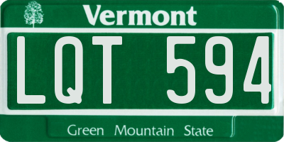 VT license plate LQT594