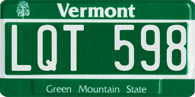 VT license plate LQT598