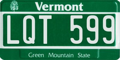 VT license plate LQT599