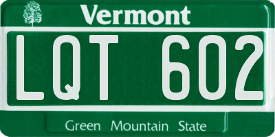 VT license plate LQT602