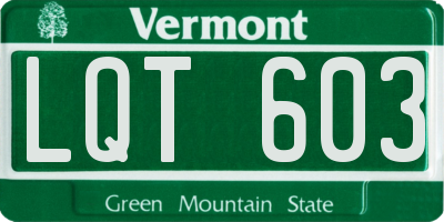 VT license plate LQT603