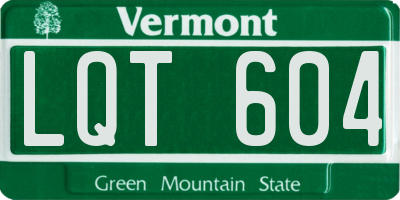 VT license plate LQT604