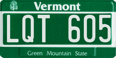 VT license plate LQT605