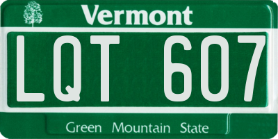 VT license plate LQT607