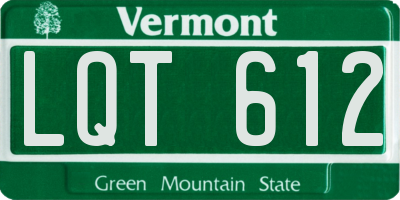 VT license plate LQT612