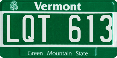 VT license plate LQT613