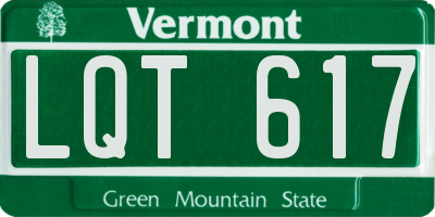VT license plate LQT617