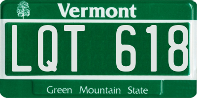 VT license plate LQT618