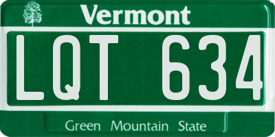 VT license plate LQT634