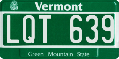 VT license plate LQT639