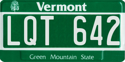 VT license plate LQT642