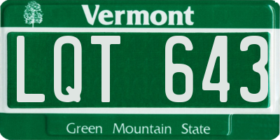 VT license plate LQT643