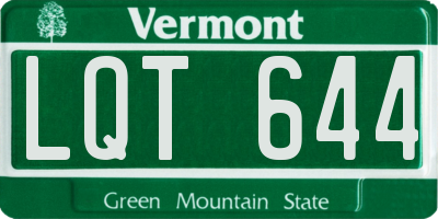 VT license plate LQT644