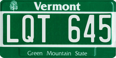 VT license plate LQT645