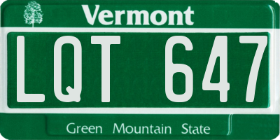 VT license plate LQT647