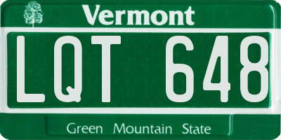 VT license plate LQT648