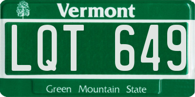 VT license plate LQT649