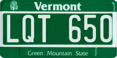 VT license plate LQT650