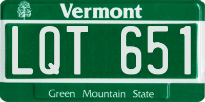 VT license plate LQT651