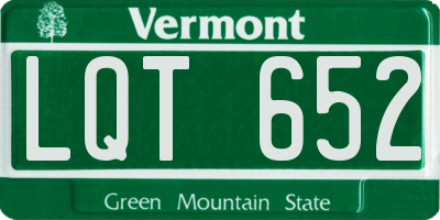 VT license plate LQT652