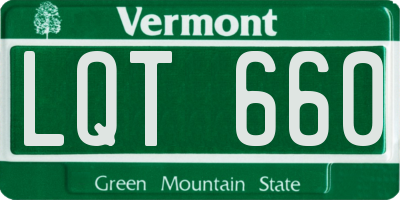 VT license plate LQT660