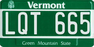 VT license plate LQT665