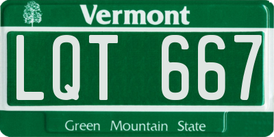 VT license plate LQT667