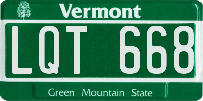 VT license plate LQT668