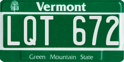 VT license plate LQT672